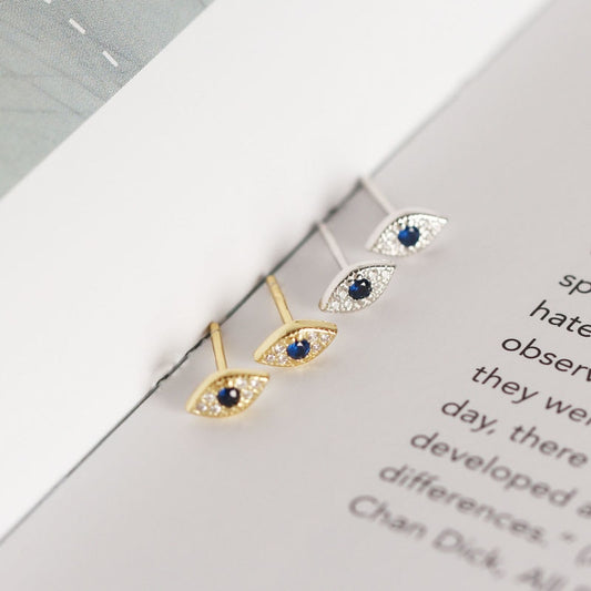 Sterling Silver Evil Eye Stud Earrings