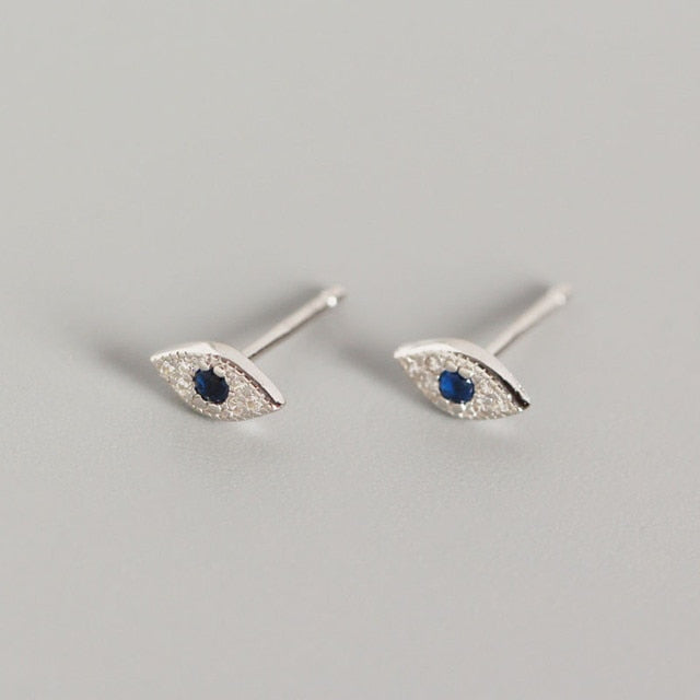 Sterling Silver Evil Eye Stud Earrings