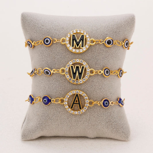 A-Z Letter Evil Eye Bracelet
