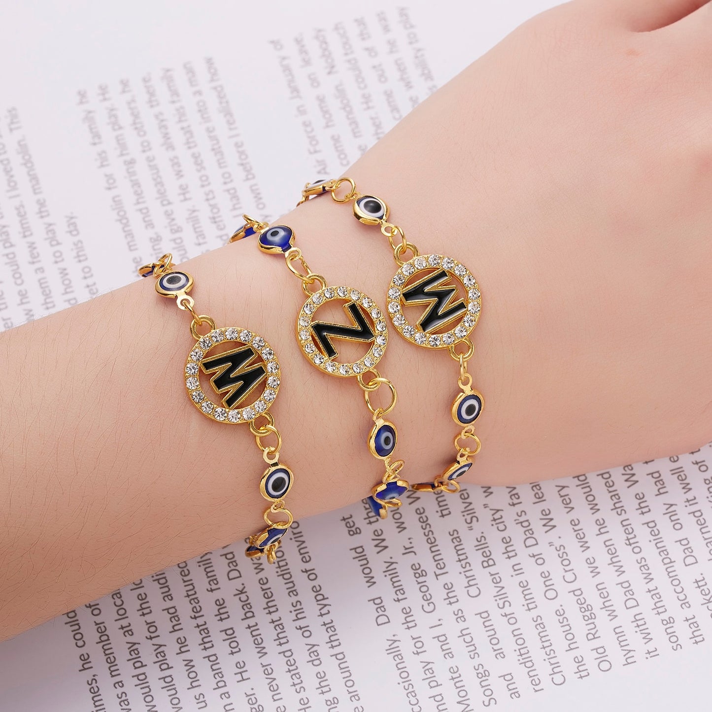 A-Z Letter Evil Eye Bracelet