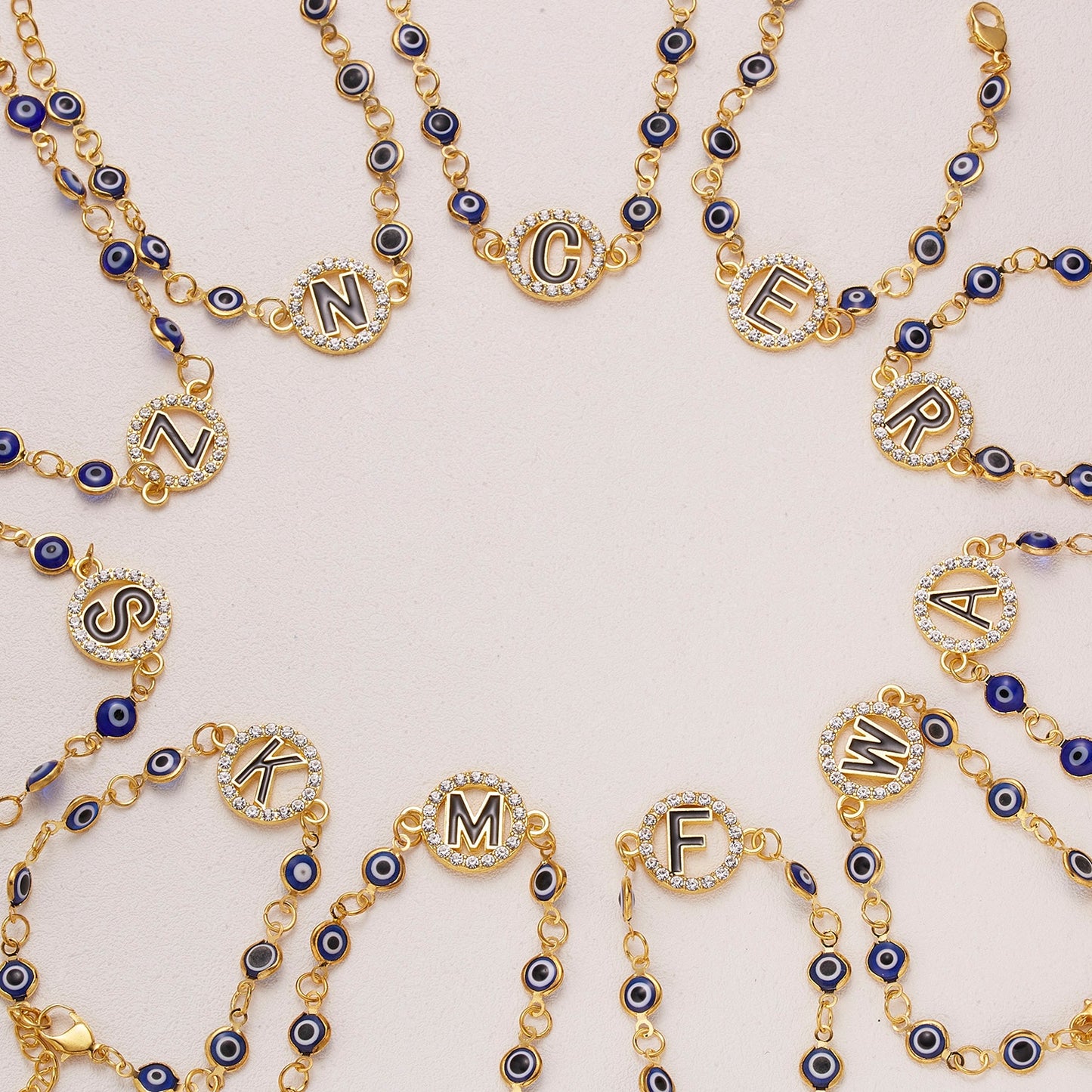A-Z Letter Evil Eye Bracelet