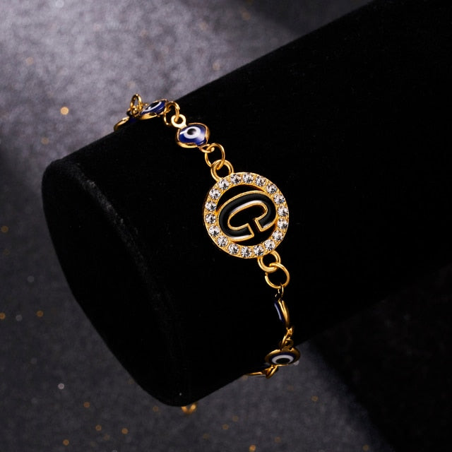 A-Z Letter Evil Eye Bracelet