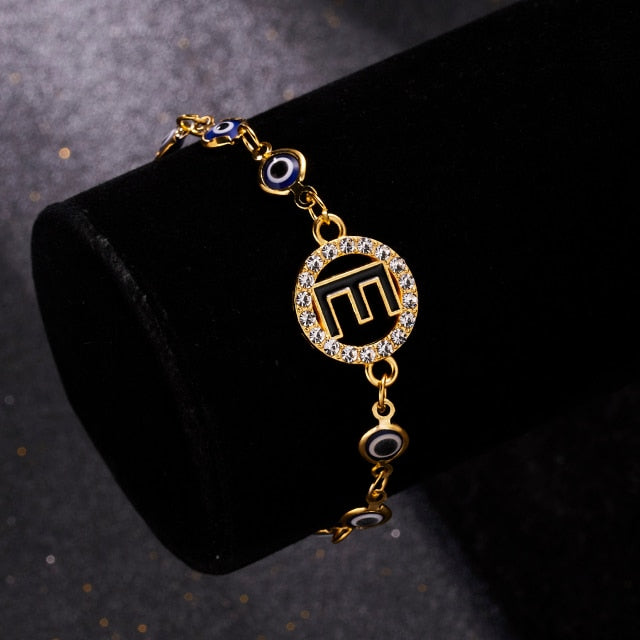 A-Z Letter Evil Eye Bracelet