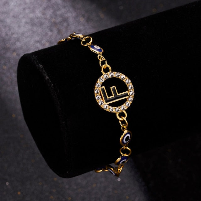 A-Z Letter Evil Eye Bracelet