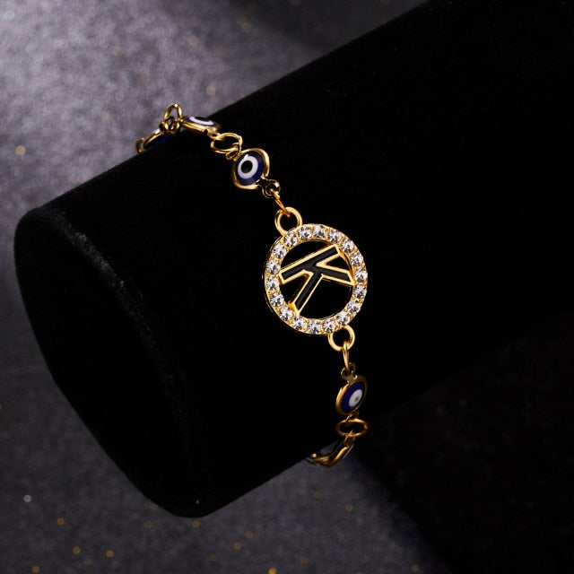 A-Z Letter Evil Eye Bracelet