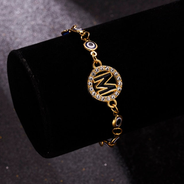 A-Z Letter Evil Eye Bracelet