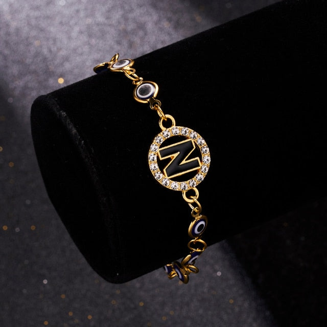 A-Z Letter Evil Eye Bracelet