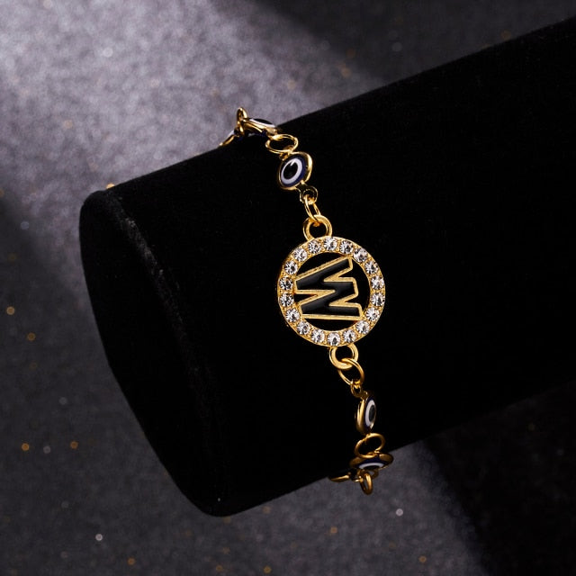 A-Z Letter Evil Eye Bracelet