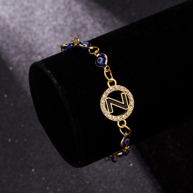 A-Z Letter Evil Eye Bracelet