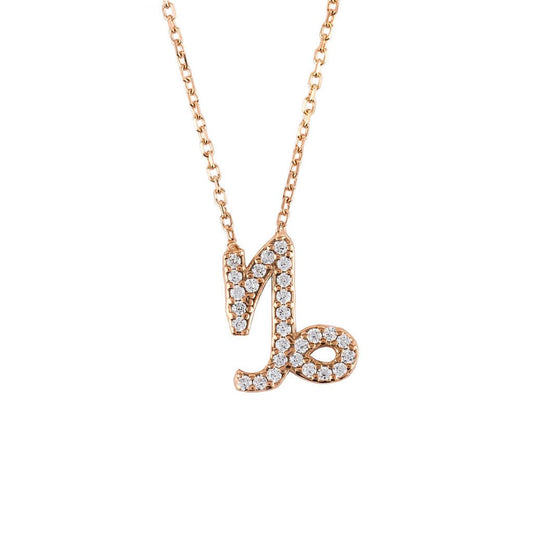 Capricorn Zodiac Star Sign Pendant Necklace Rose Gold