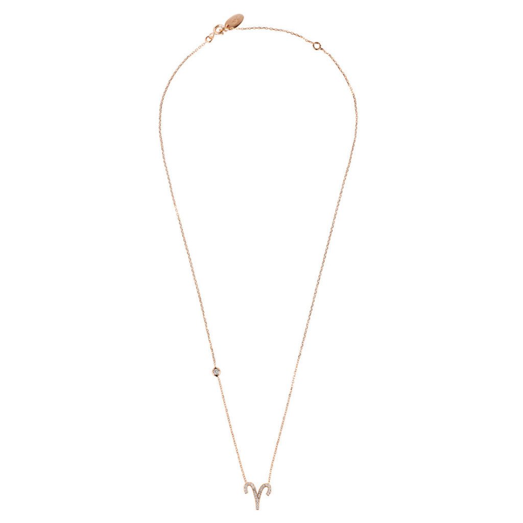 Aries Zodiac Star Sign Pendant Necklace Rose Gold