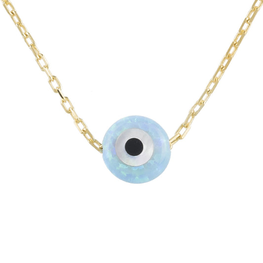 Evil Eye Mini Opalite Pendant Necklace Gold