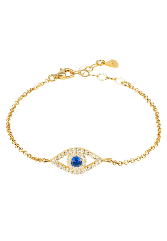 Evil Eye Elliptical Bracelet Blue Gold