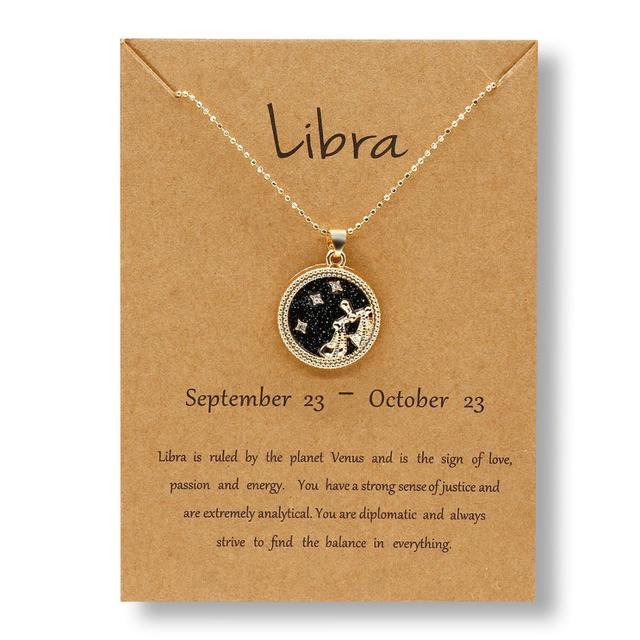 Gold Zodiac Sign Necklace - Dark Background