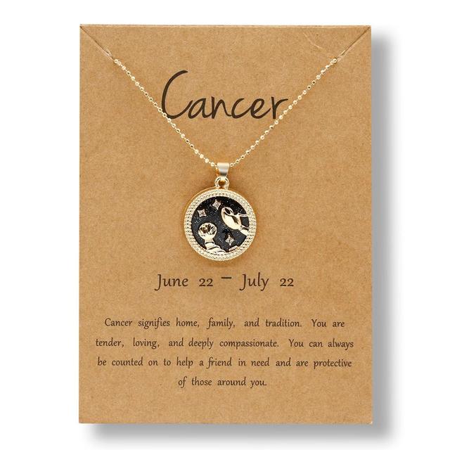 Gold Zodiac Sign Necklace - Dark Background