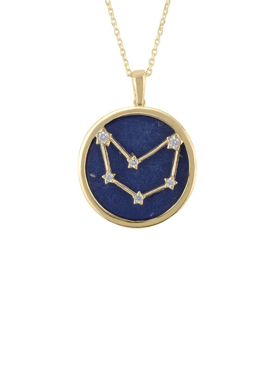 Capricorn Zodiac Star Constellation Pendant Necklace Gold