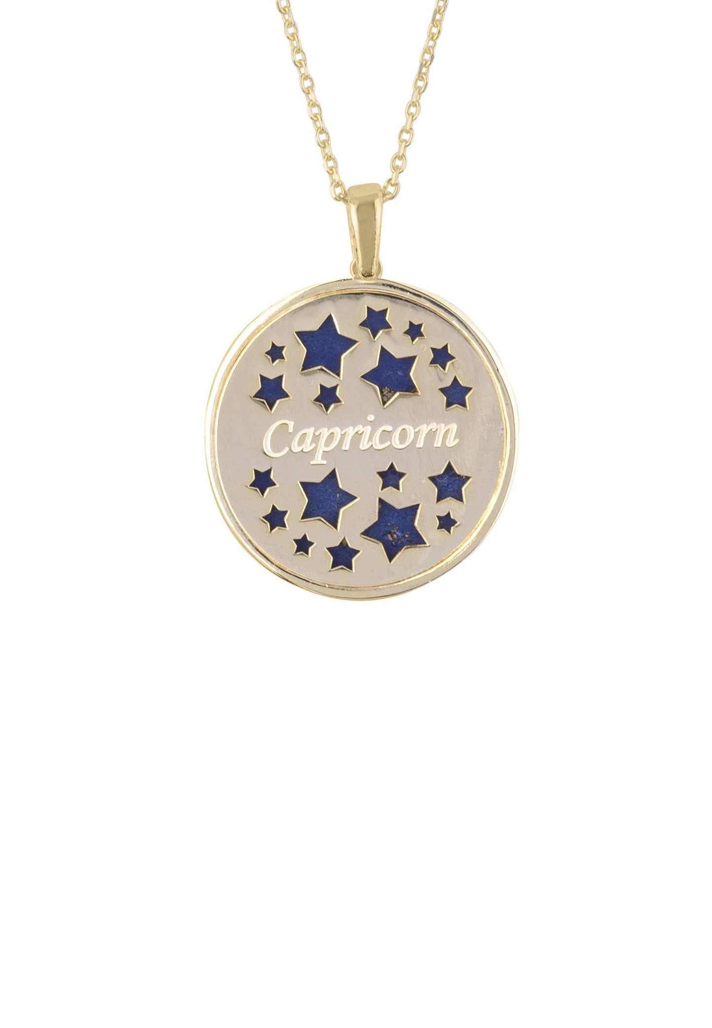 Capricorn Zodiac Star Constellation Pendant Necklace Gold