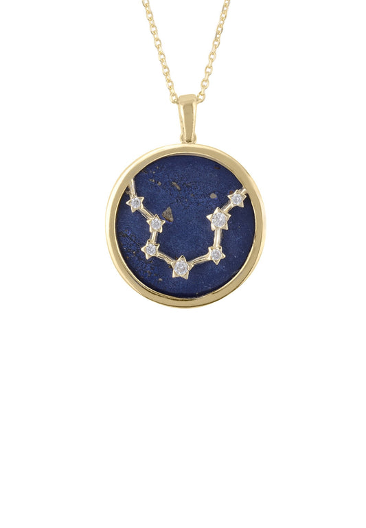 Aquarius Zodiac Star Constellation Pendant Necklace Gold