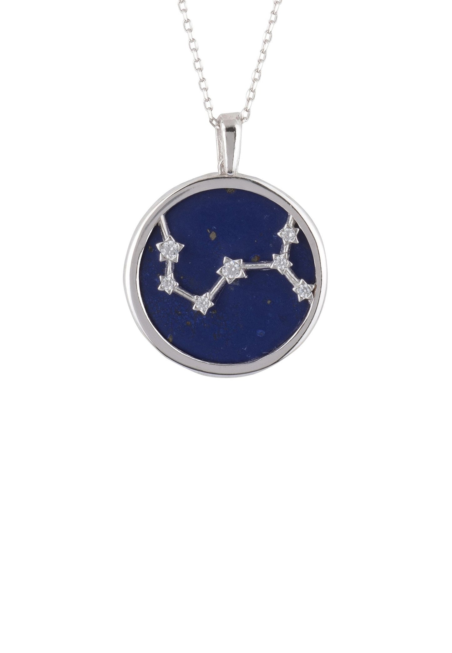 Zodiac Lapis Lazuli Gemstone Star Constellation Pendant Necklace