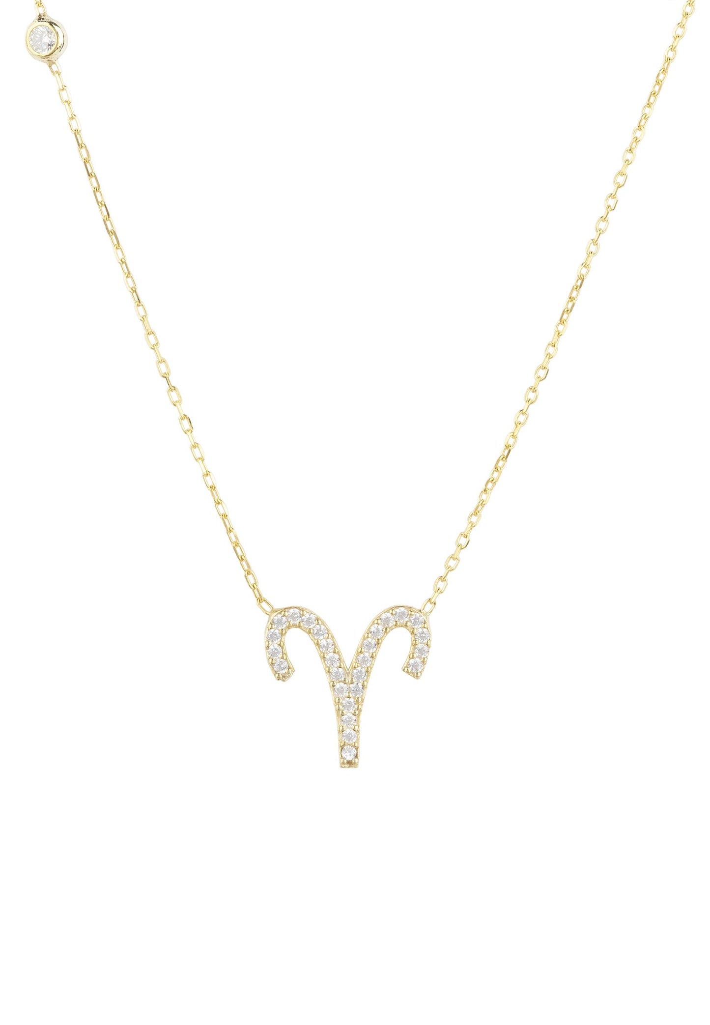 Aries Zodiac Star Sign Pendant Necklace Gold