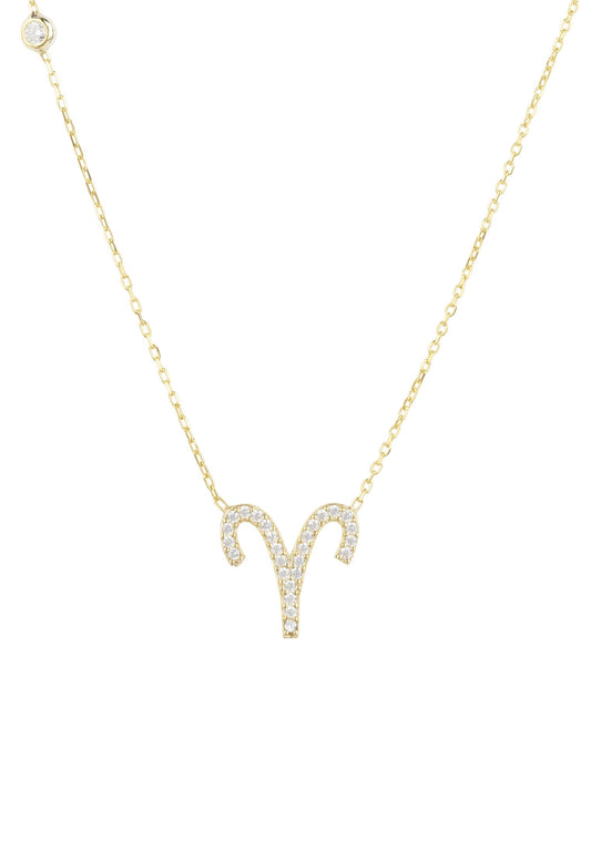 Aries Zodiac Star Sign Pendant Necklace Gold