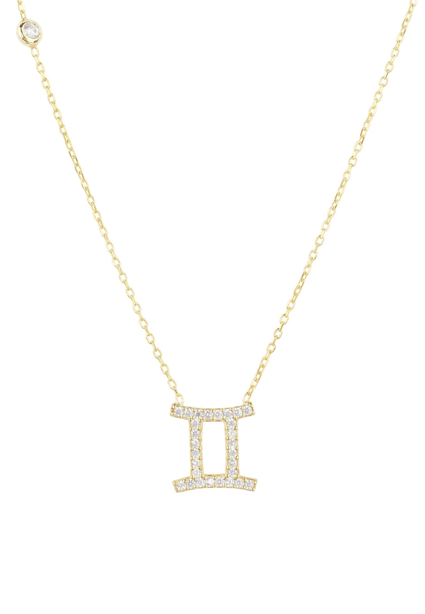 Gemini Zodiac Star Sign Pendant Necklace Gold