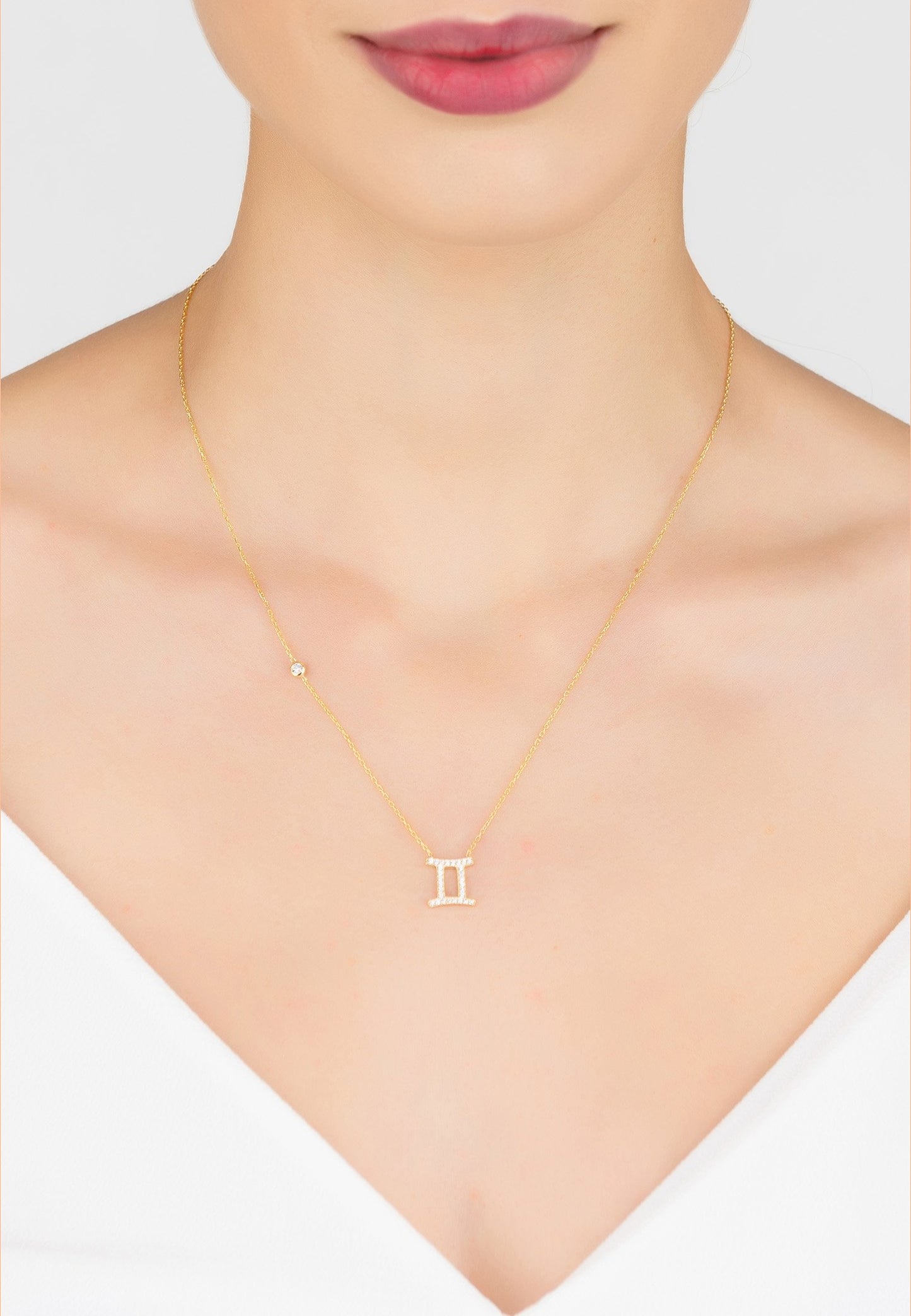 Gemini Zodiac Star Sign Pendant Necklace Gold