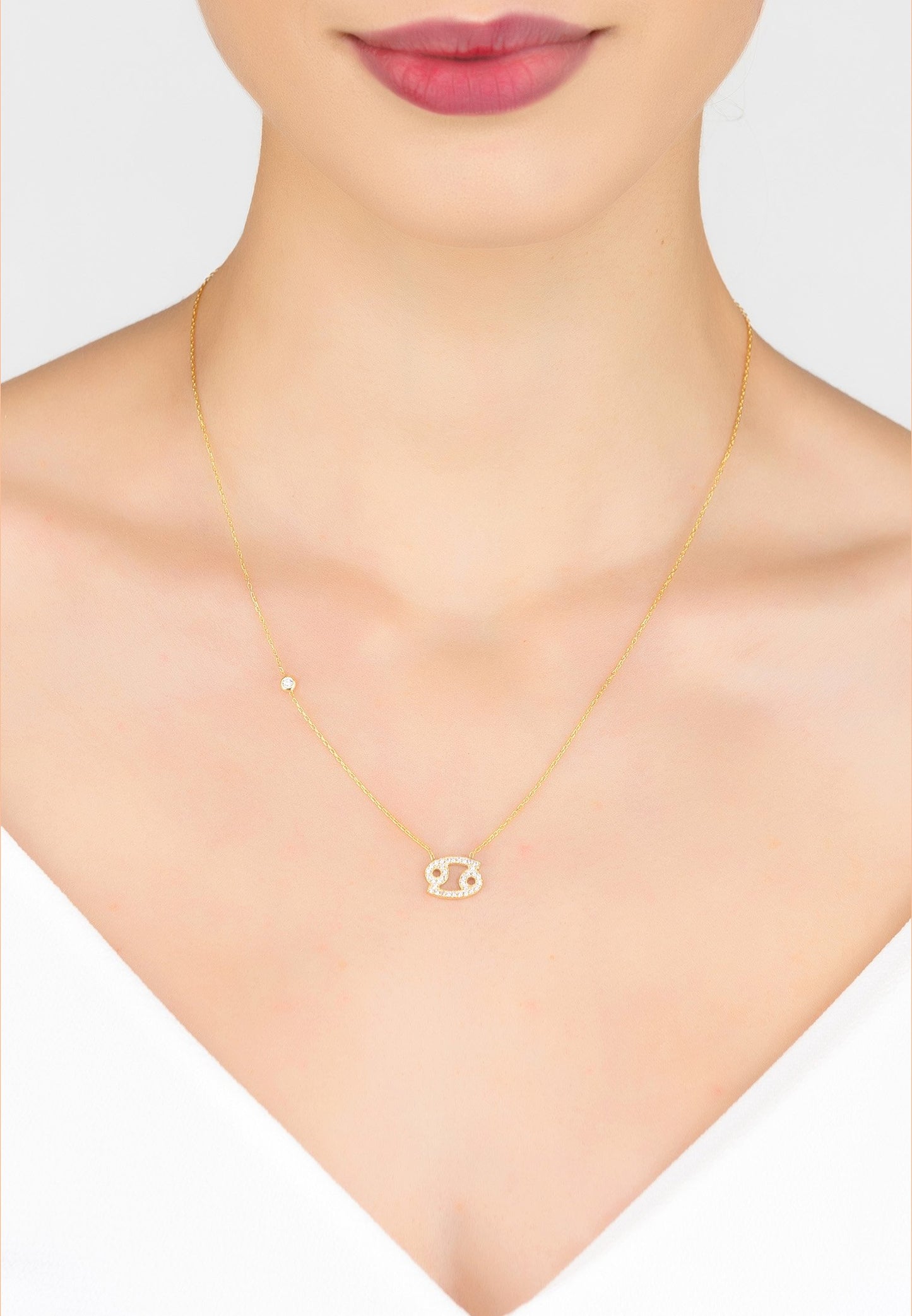 Cancer Zodiac Star Sign Pendant Necklace Gold