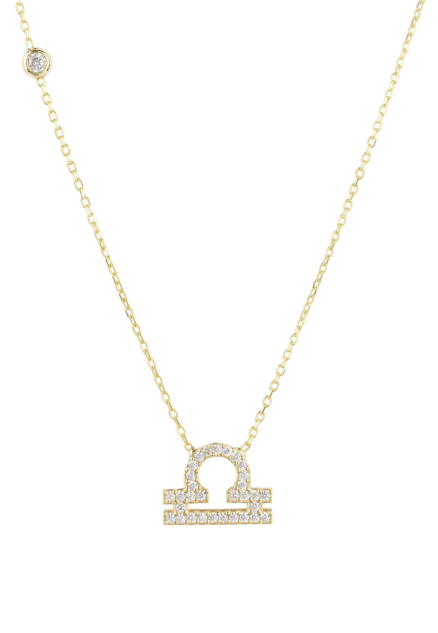 Libra Zodiac Star Sign Pendant Necklace Gold