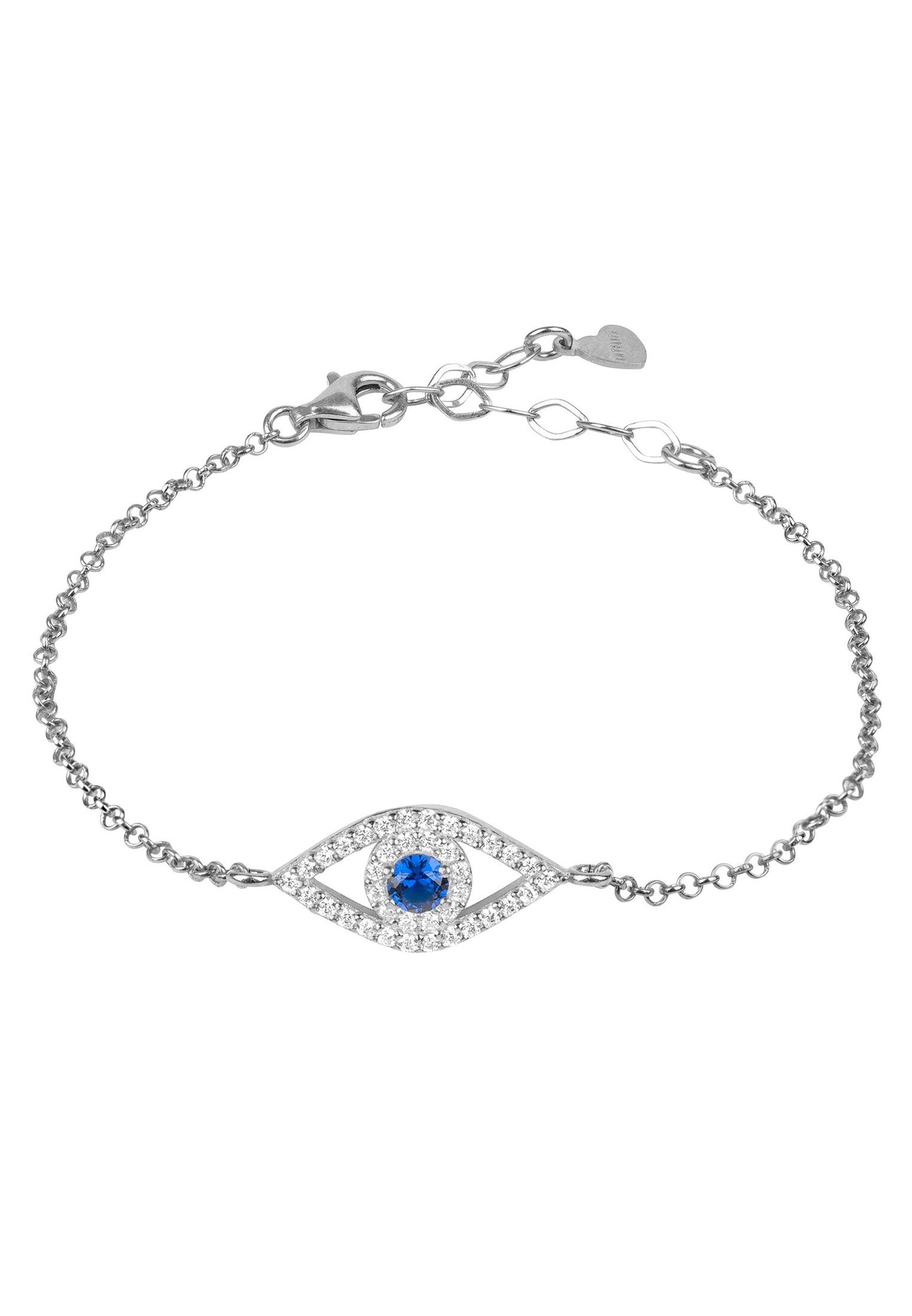 Evil Eye Elliptical Bracelet Blue Silver