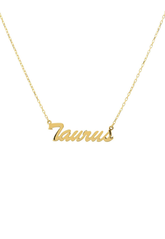 Taurus Zodiac Star Sign Name Necklace Gold