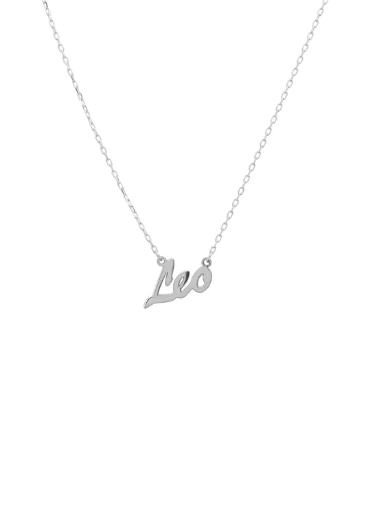 Leo Zodiac Star Sign Name Necklace Silver