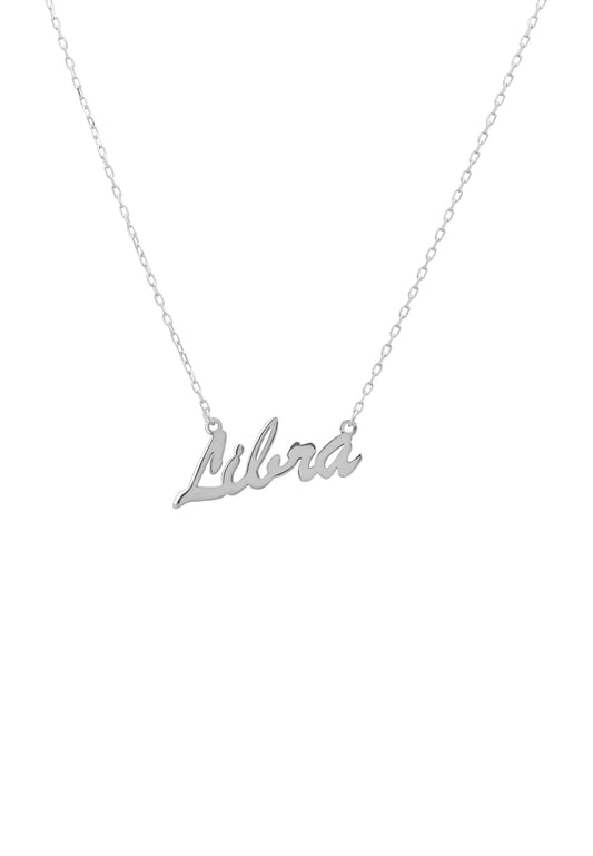 Libra Zodiac Star Sign Name Necklace Silver