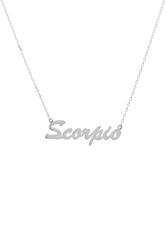 Scorpio Zodiac Star Sign Name Necklace Silver