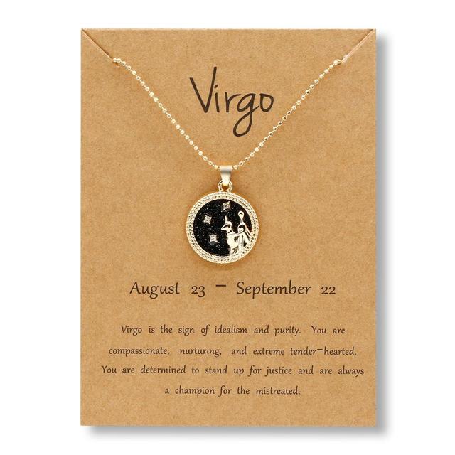 Gold Zodiac Sign Necklace - Dark Background