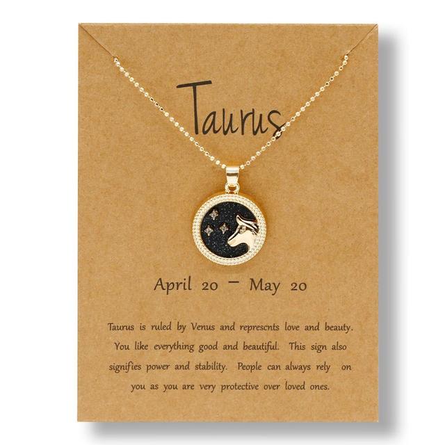 Gold Zodiac Sign Necklace - Dark Background