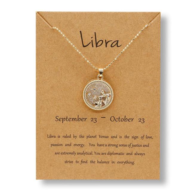 Gold Zodiac Sign Necklace - Light Background