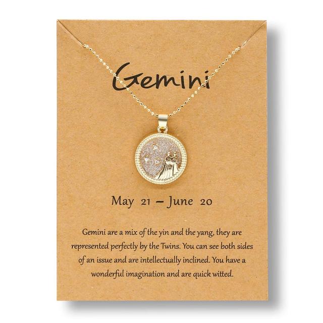 Gold Zodiac Sign Necklace - Light Background