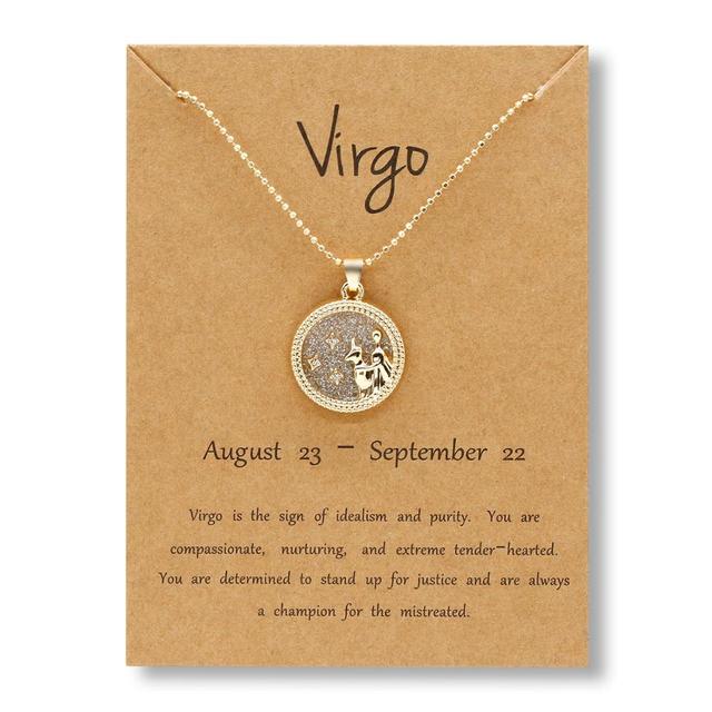 Gold Zodiac Sign Necklace - Light Background