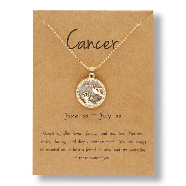 Gold Zodiac Sign Necklace - Light Background