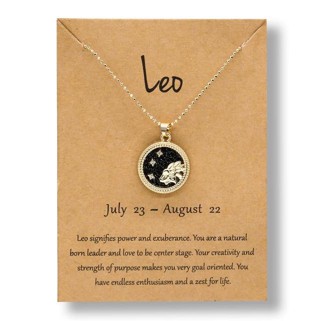 Gold Zodiac Sign Necklace - Dark Background