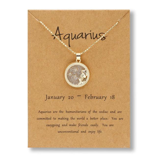 Gold Zodiac Sign Necklace - Light Background