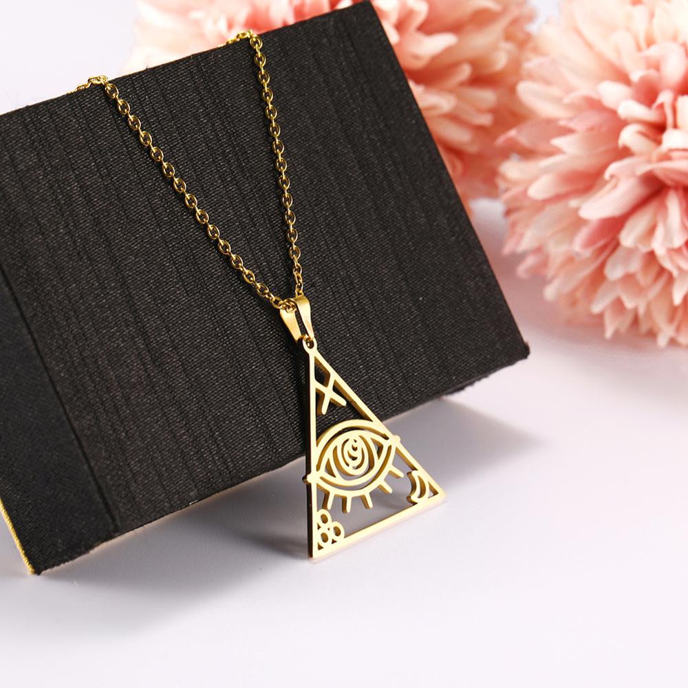 Triangle Evil Eye Pendant Necklace