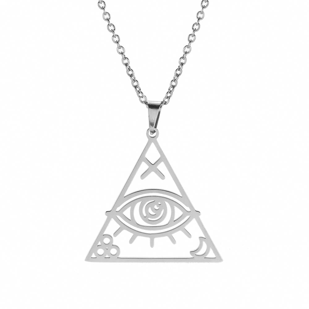 Triangle Evil Eye Pendant Necklace