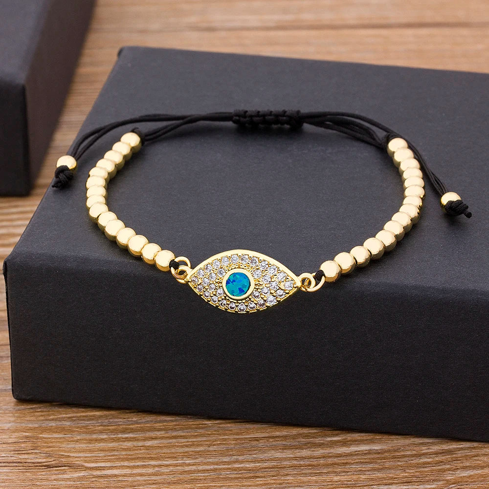 Evil Eye Adjustable Beaded Bracelet