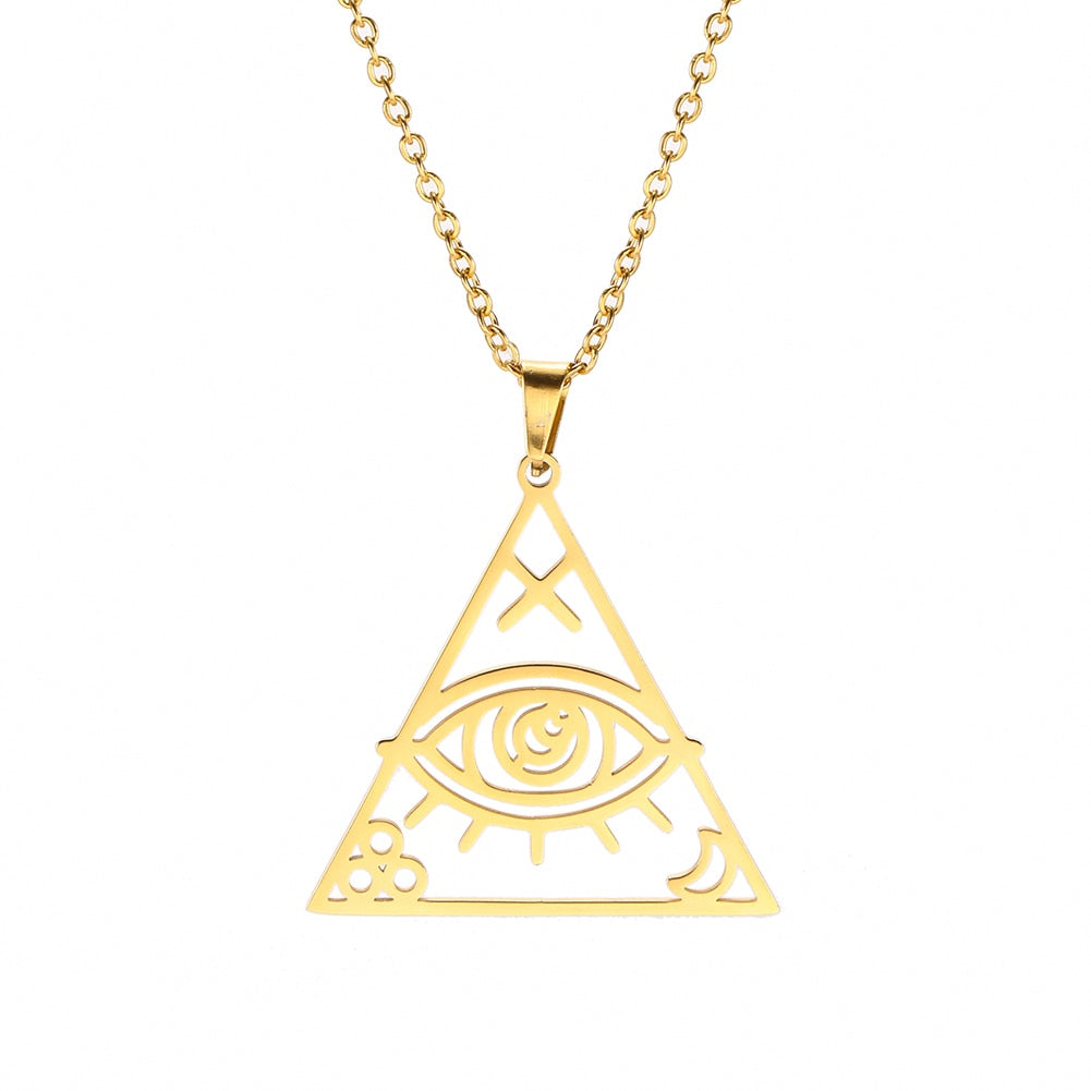 Triangle Evil Eye Pendant Necklace