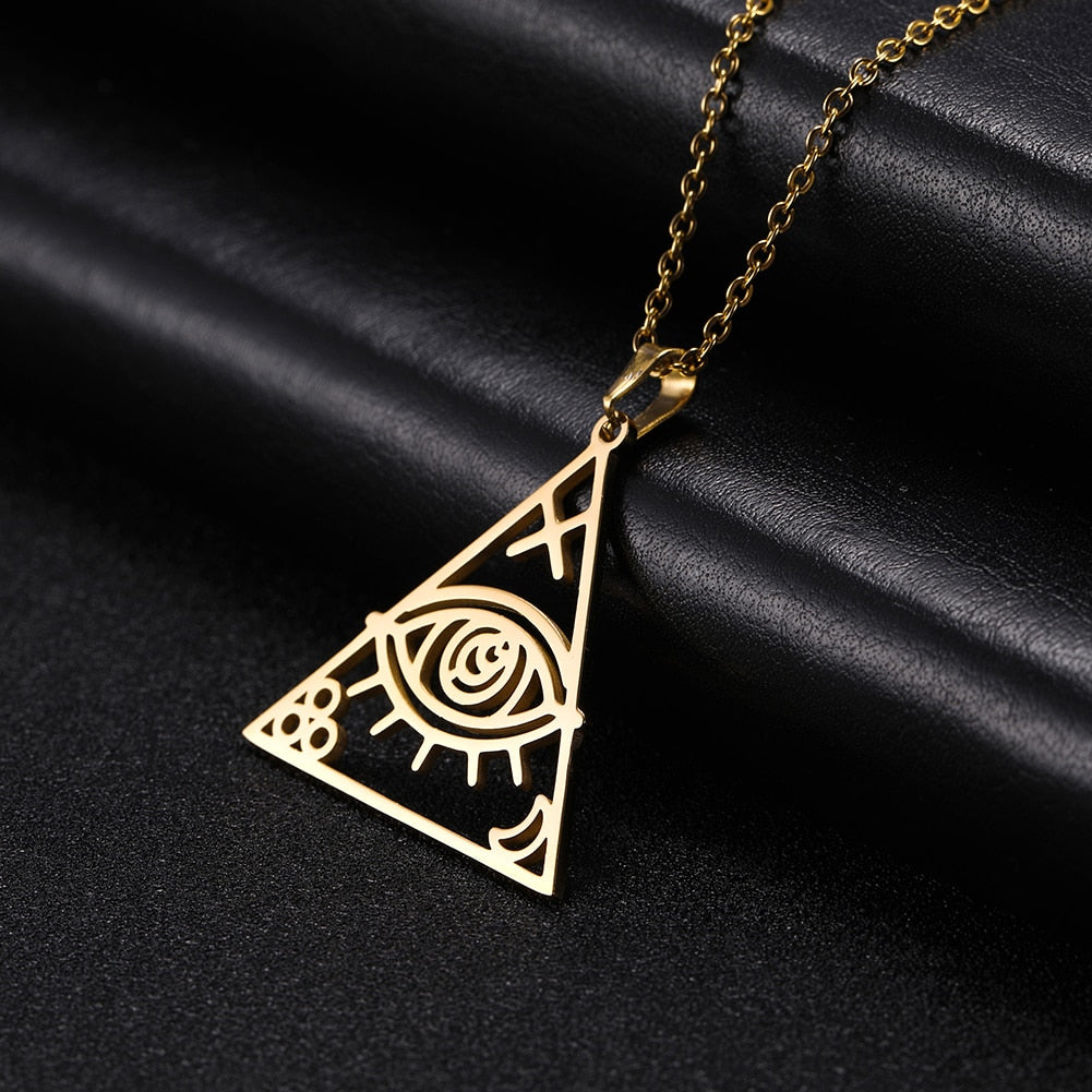 Triangle Evil Eye Pendant Necklace