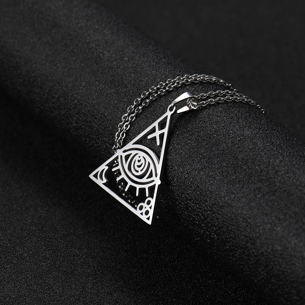 Triangle Evil Eye Pendant Necklace