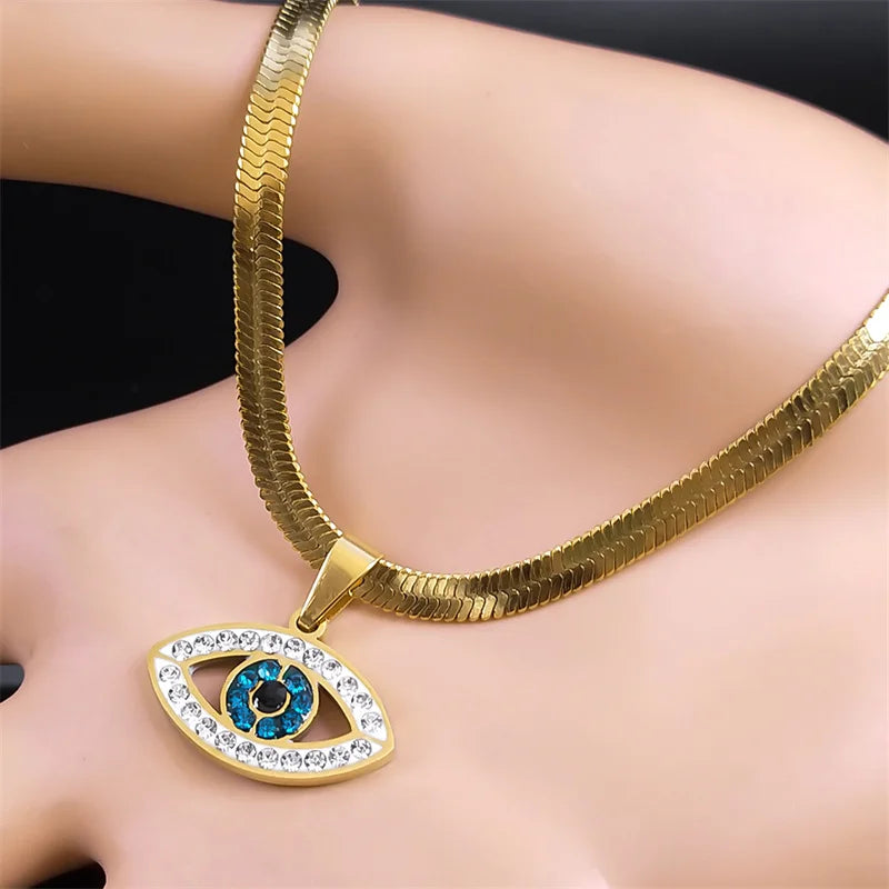 Crystal Evil Eye Choker Necklace