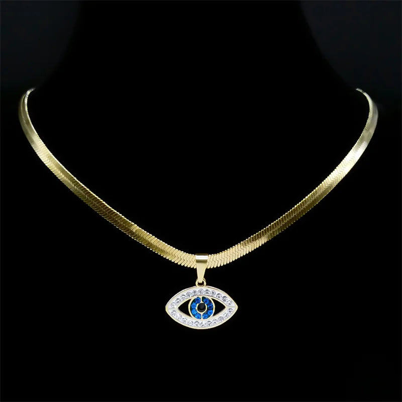 Crystal Evil Eye Choker Necklace